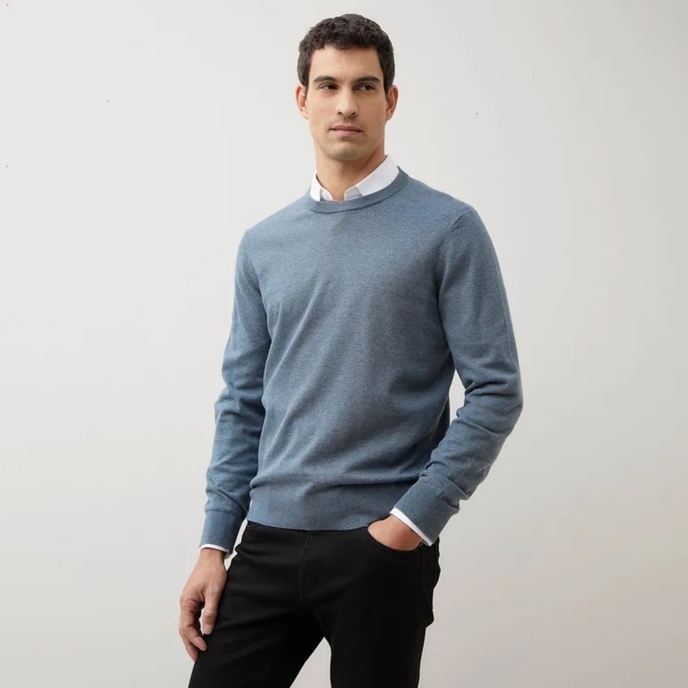 H&M Men's Heather Blue Crewneck Sweater